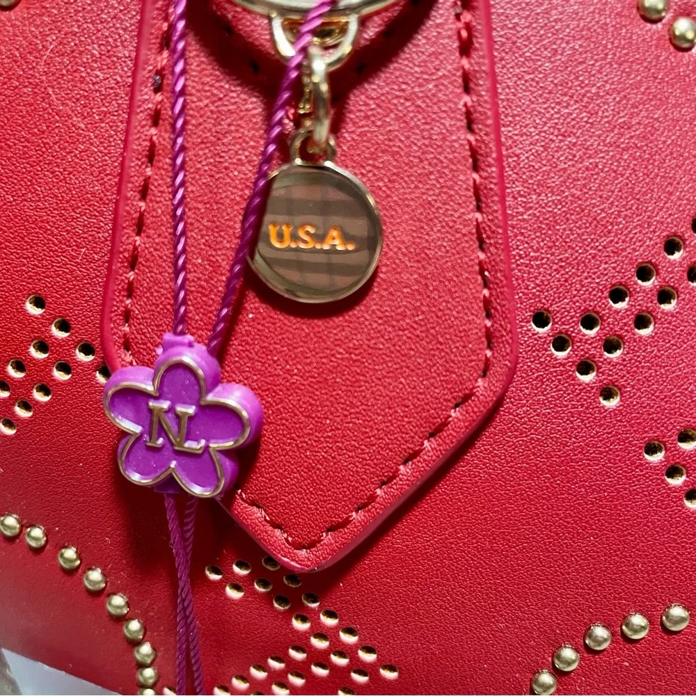 Nicole Lee NL Laser Cut Monogram Shopper with Studding, NWT and Dustbag